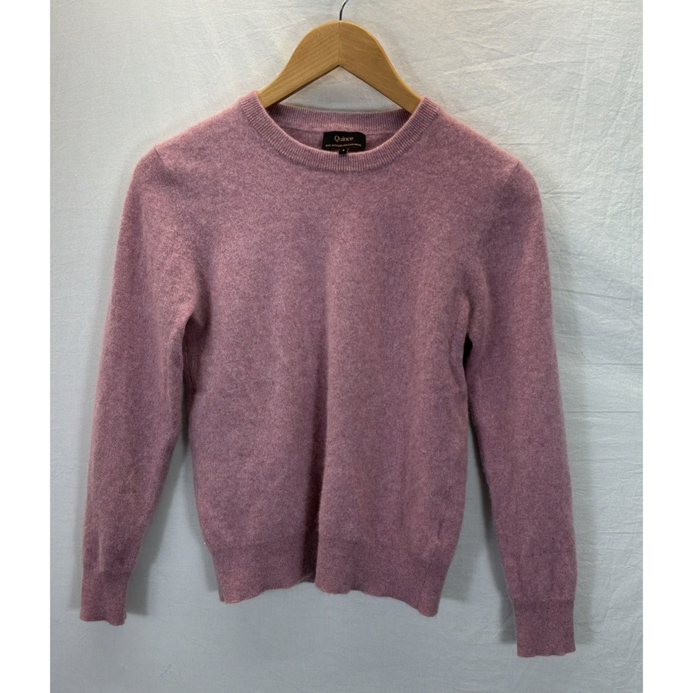 QUINCE Women's Pink Mongolian Cashmere Crew Neck Long Sleeve Sweater Sz S